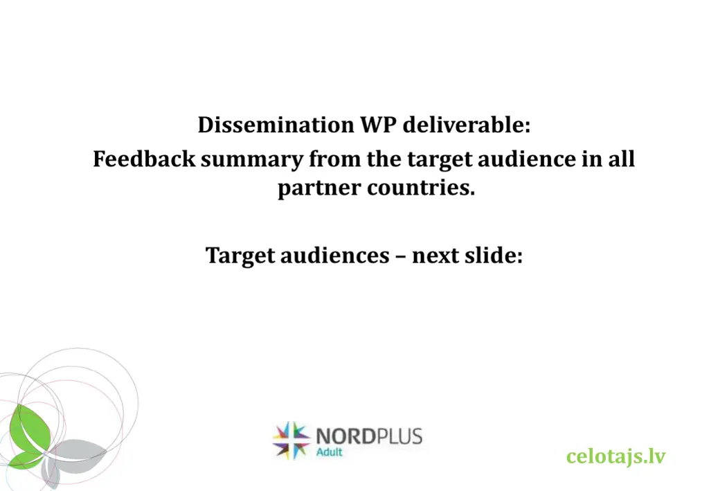 dissemination wp deliverable feedback summary