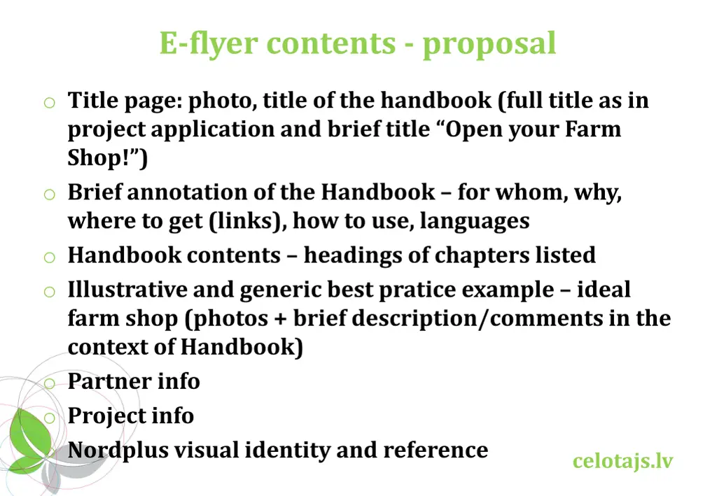 e flyer contents proposal