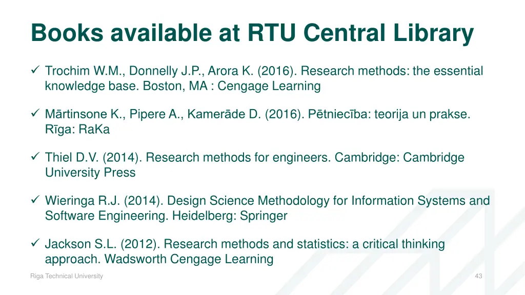 books available at rtu central library