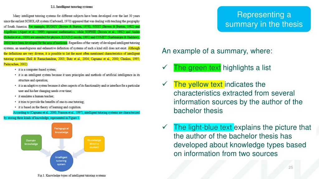 representing a summary in the thesis 1