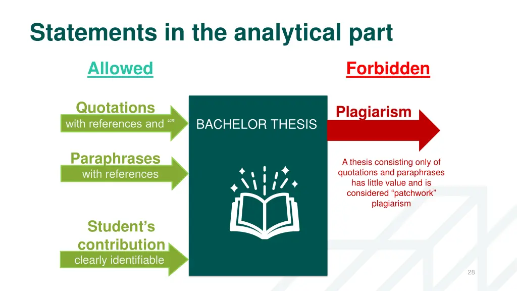 statements in the analytical part