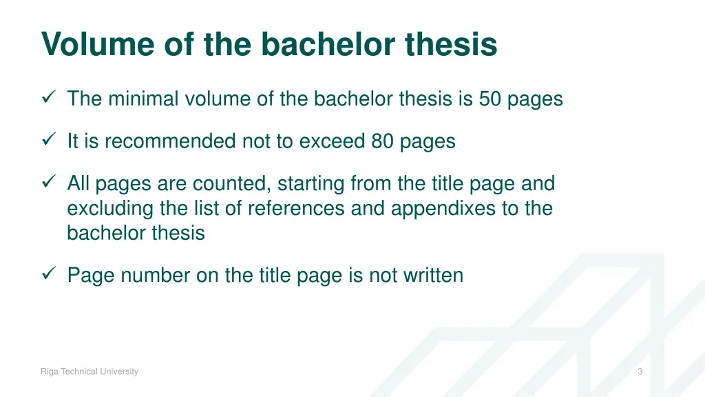 volume of the bachelor thesis