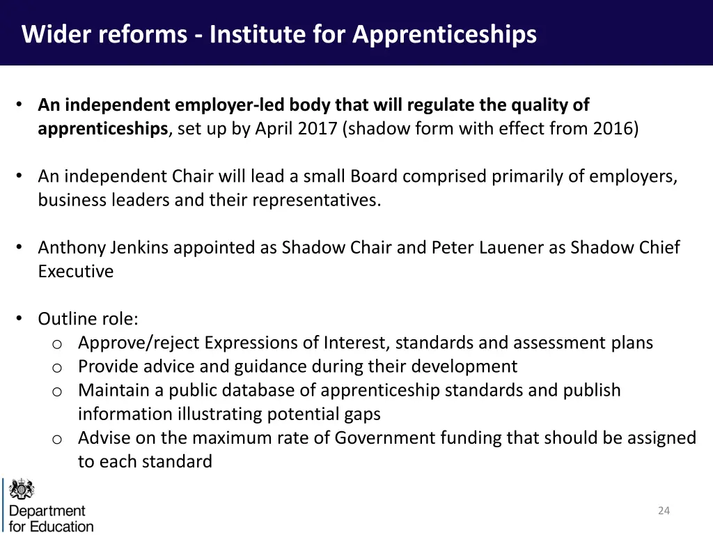 wider reforms institute for apprenticeships