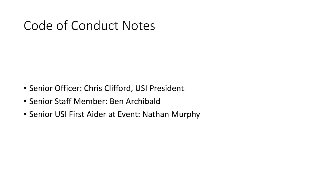 code of conduct notes