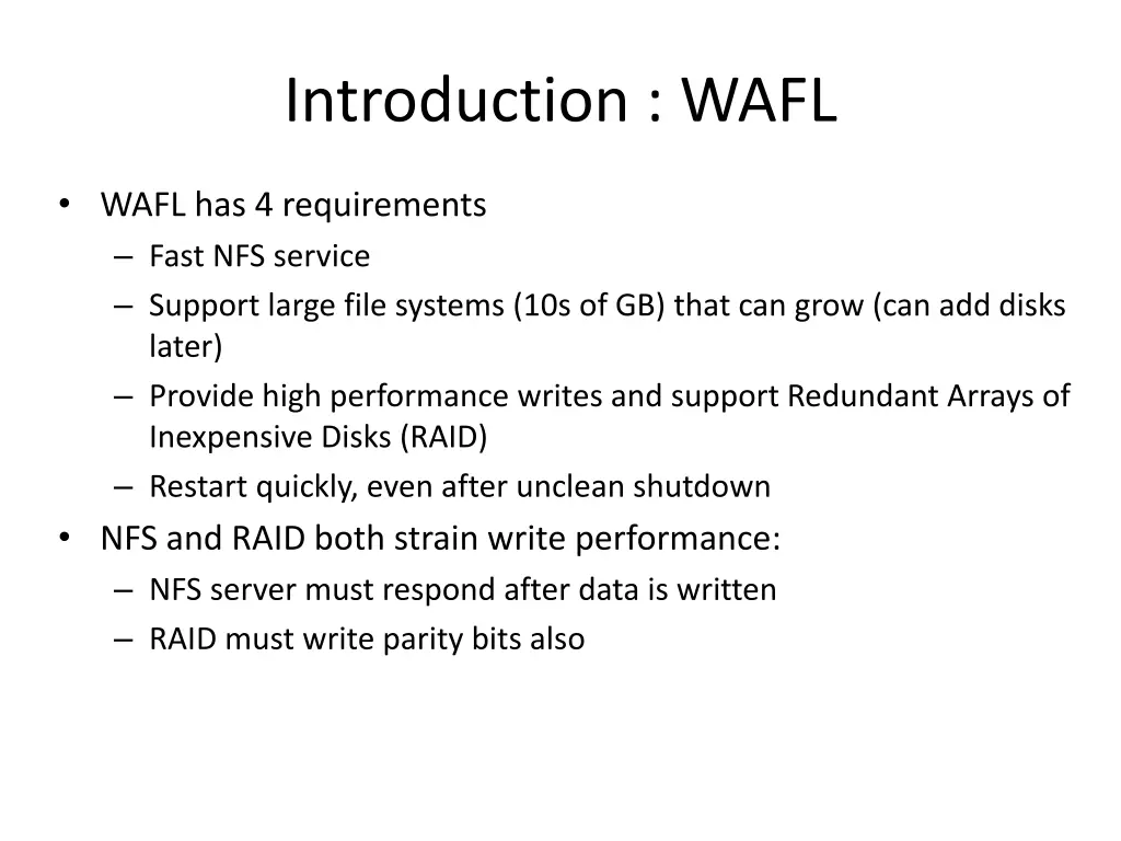 introduction wafl