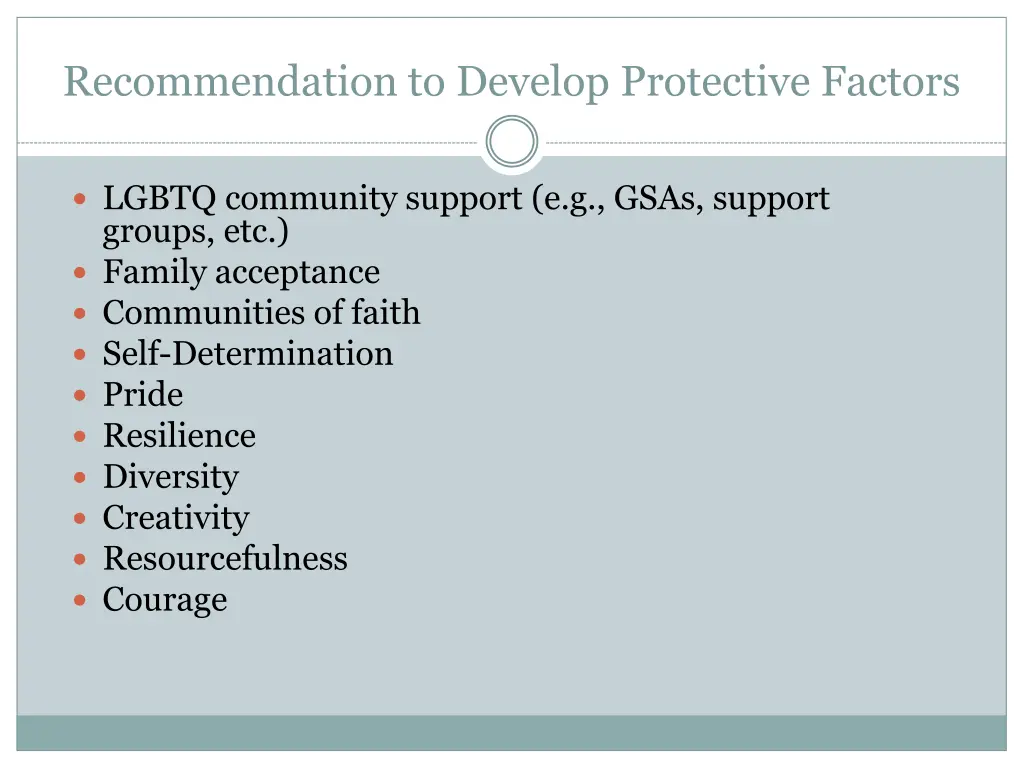 recommendation to develop protective factors