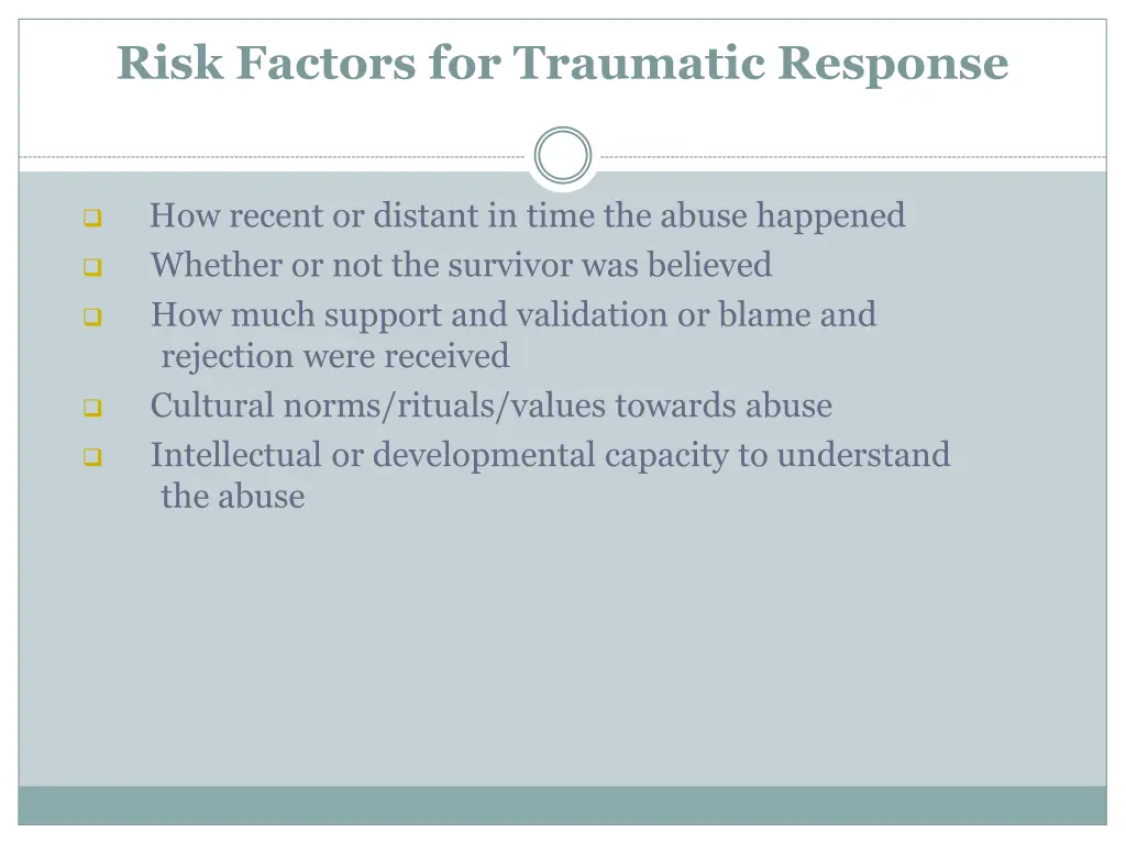 risk factors for traumatic response