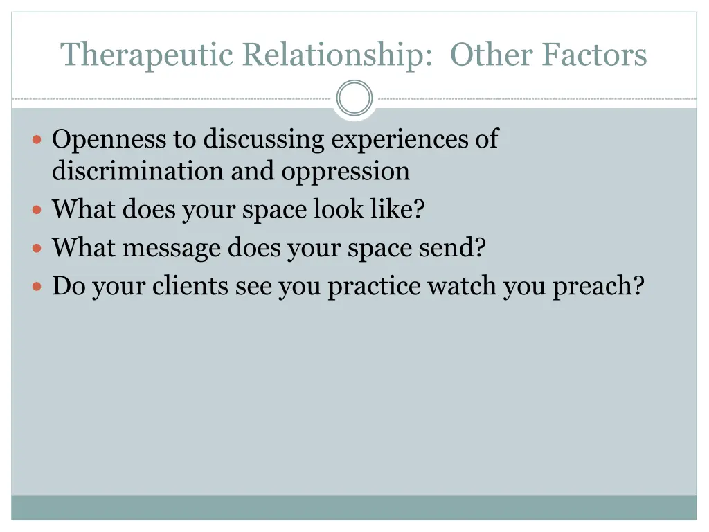 therapeutic relationship other factors 1