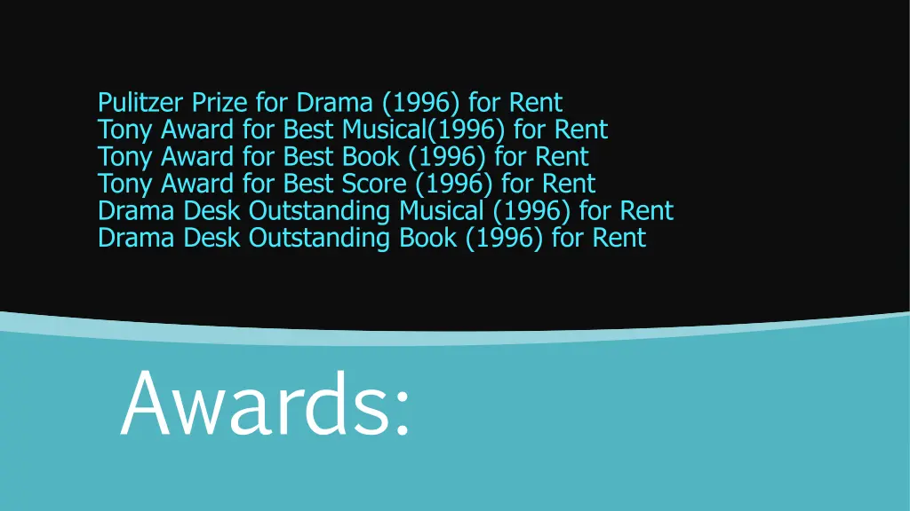 pulitzer prize for drama 1996 for rent tony award