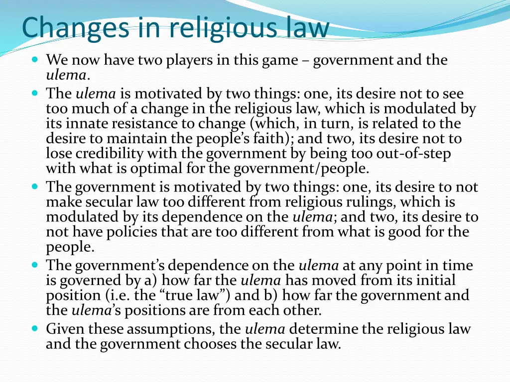 changes in religious law we now have two players