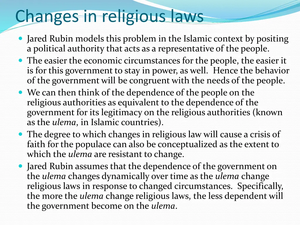 changes in religious laws 1