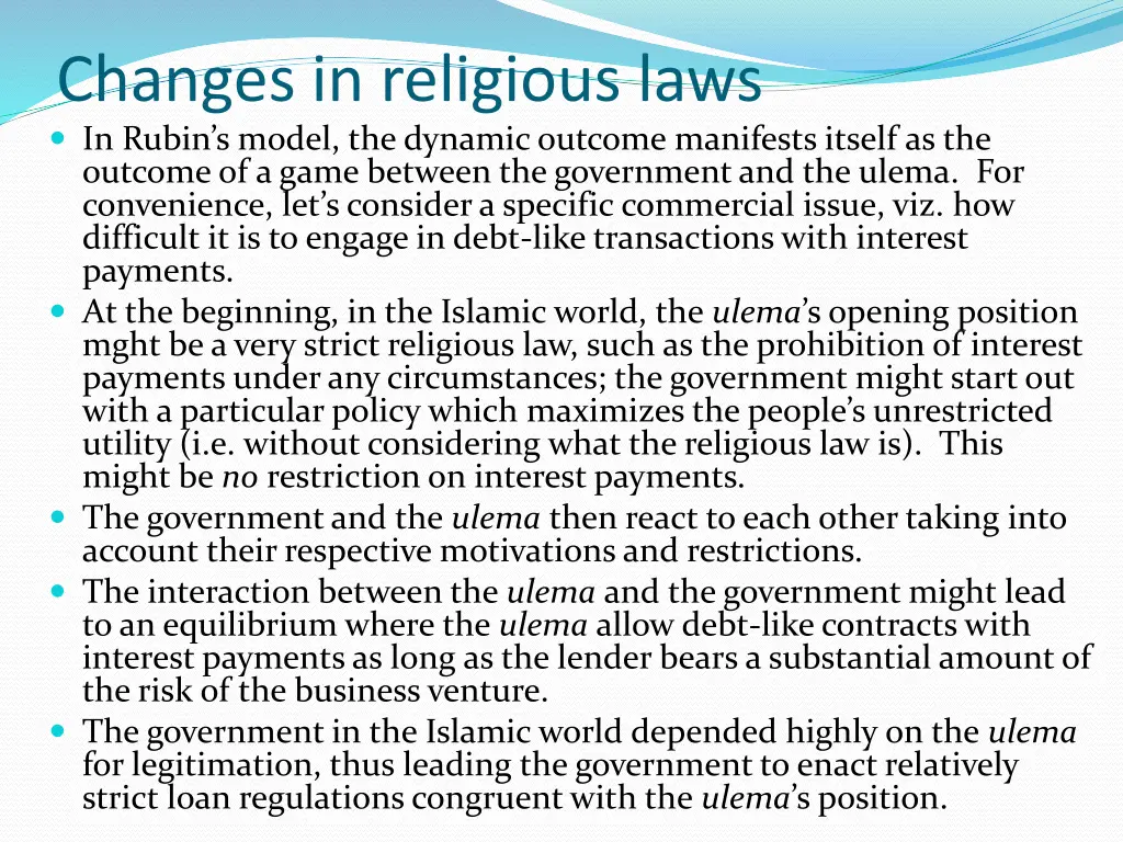 changes in religious laws in rubin s model