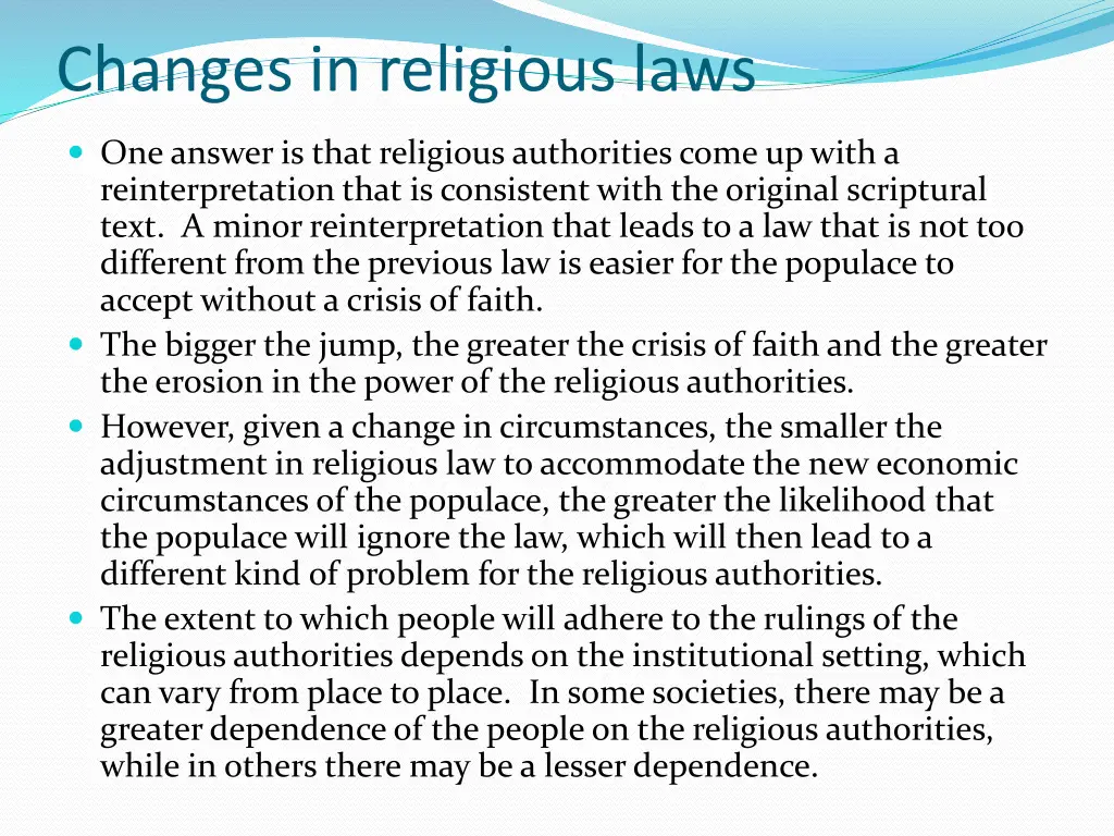 changes in religious laws