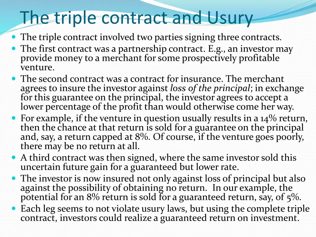 the triple contract and usury the triple contract