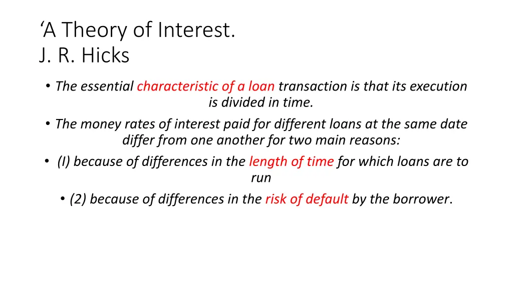 a theory of interest j r hicks