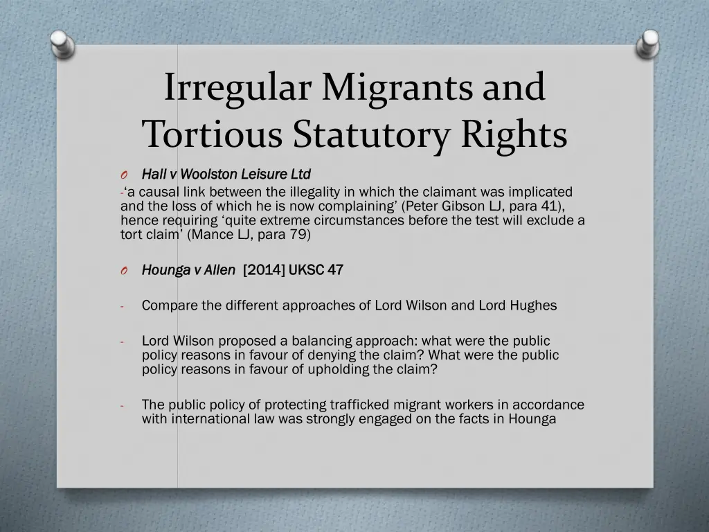 irregular migrants and tortious statutory rights