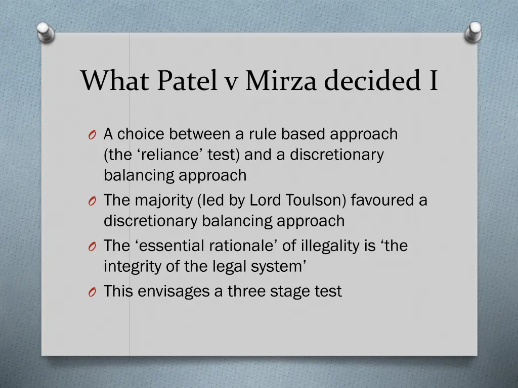 what patel v mirza decided i