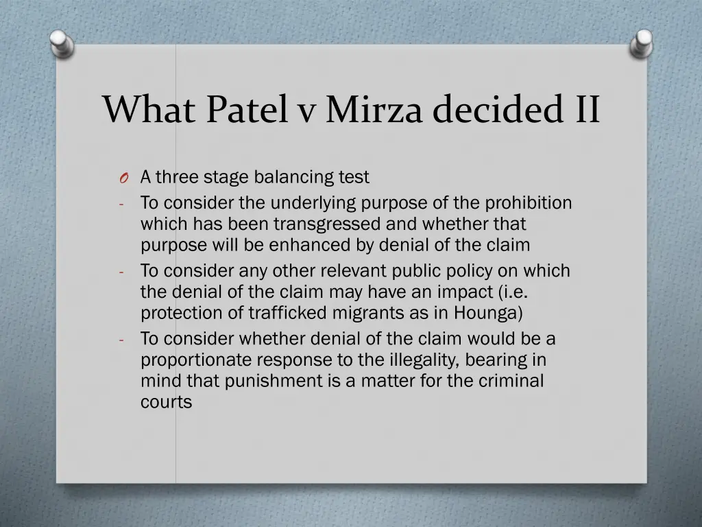 what patel v mirza decided ii