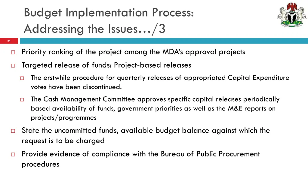 budget implementation process addressing 2