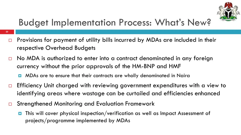 budget implementation process what s new