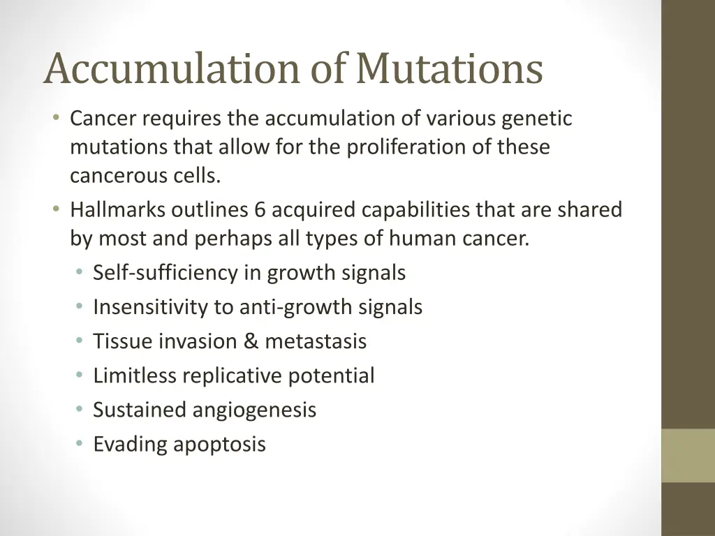 accumulation of mutations cancer requires