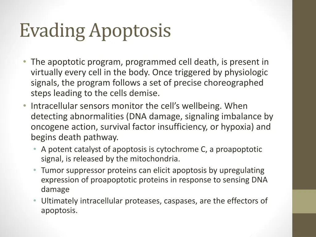 evading apoptosis