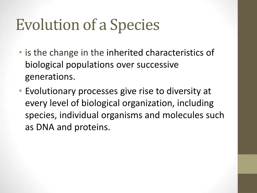 evolution of a species