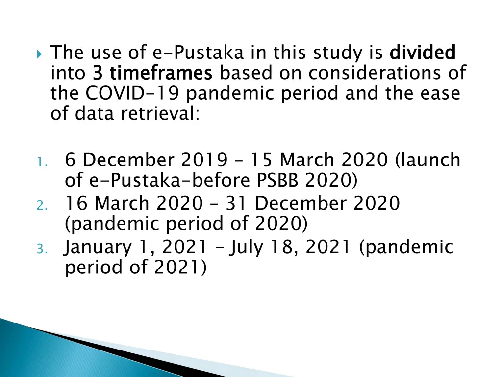 the use of e pustaka in this study is divided
