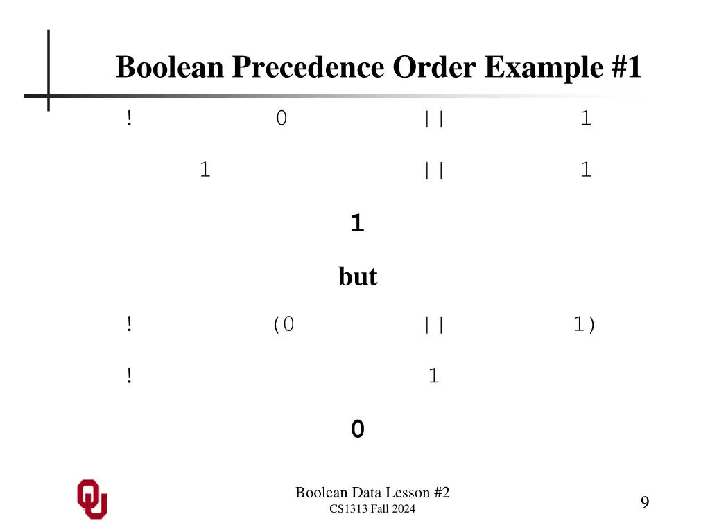 boolean precedence order example 1