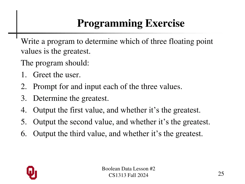 programming exercise