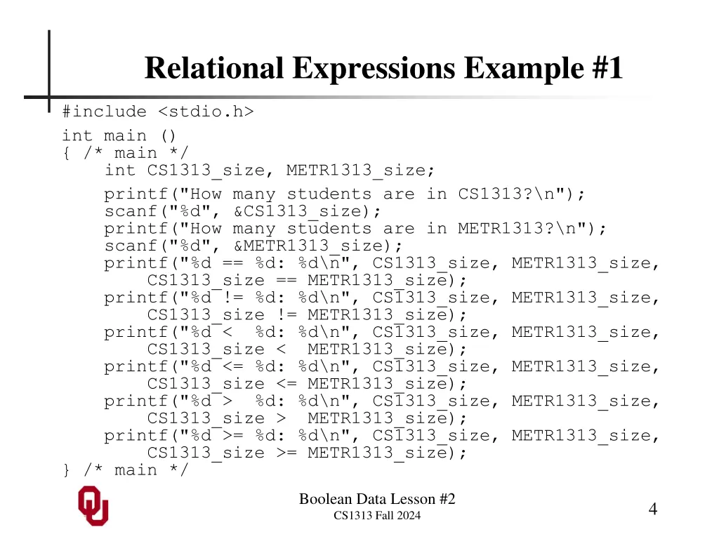 relational expressions example 1