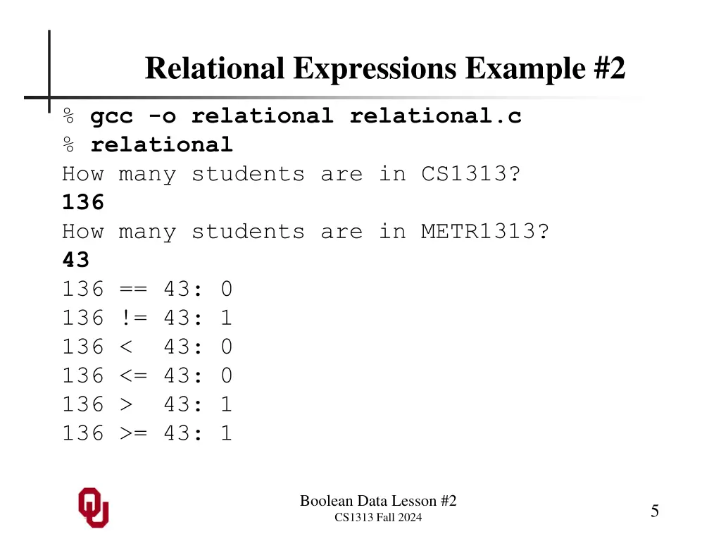 relational expressions example 2