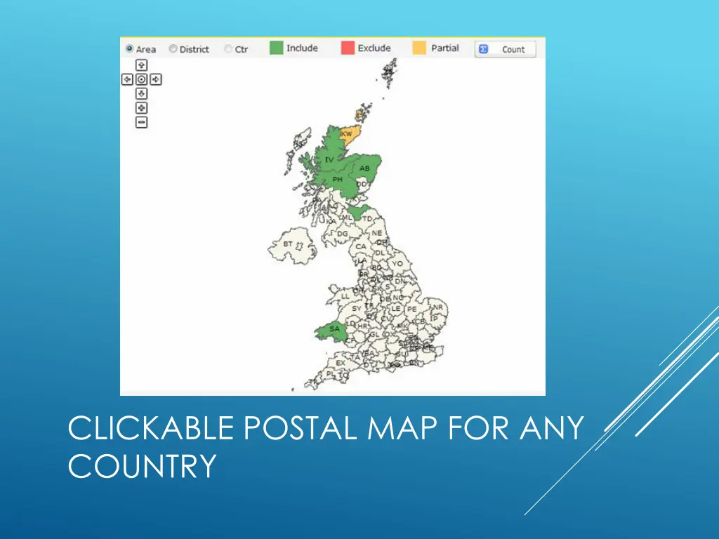 clickable postal map for any country