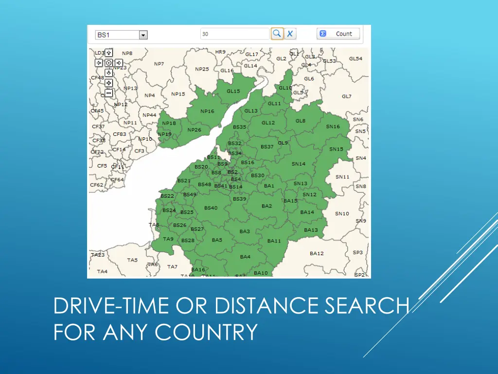 drive time or distance search for any country