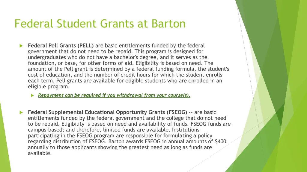 federal student grants at barton