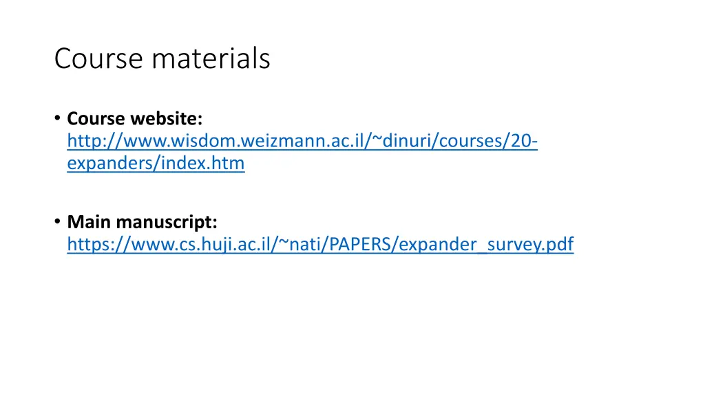 course materials