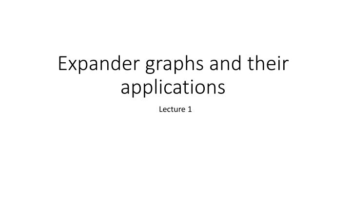 expander graphs and their applications