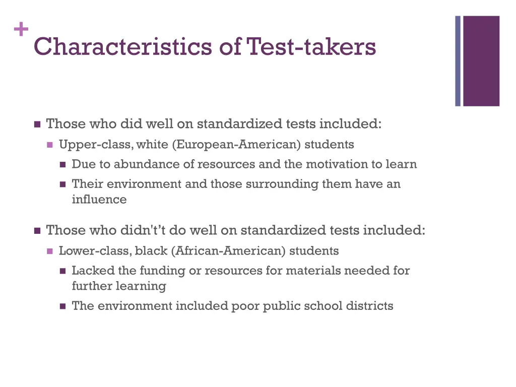 characteristics of test takers