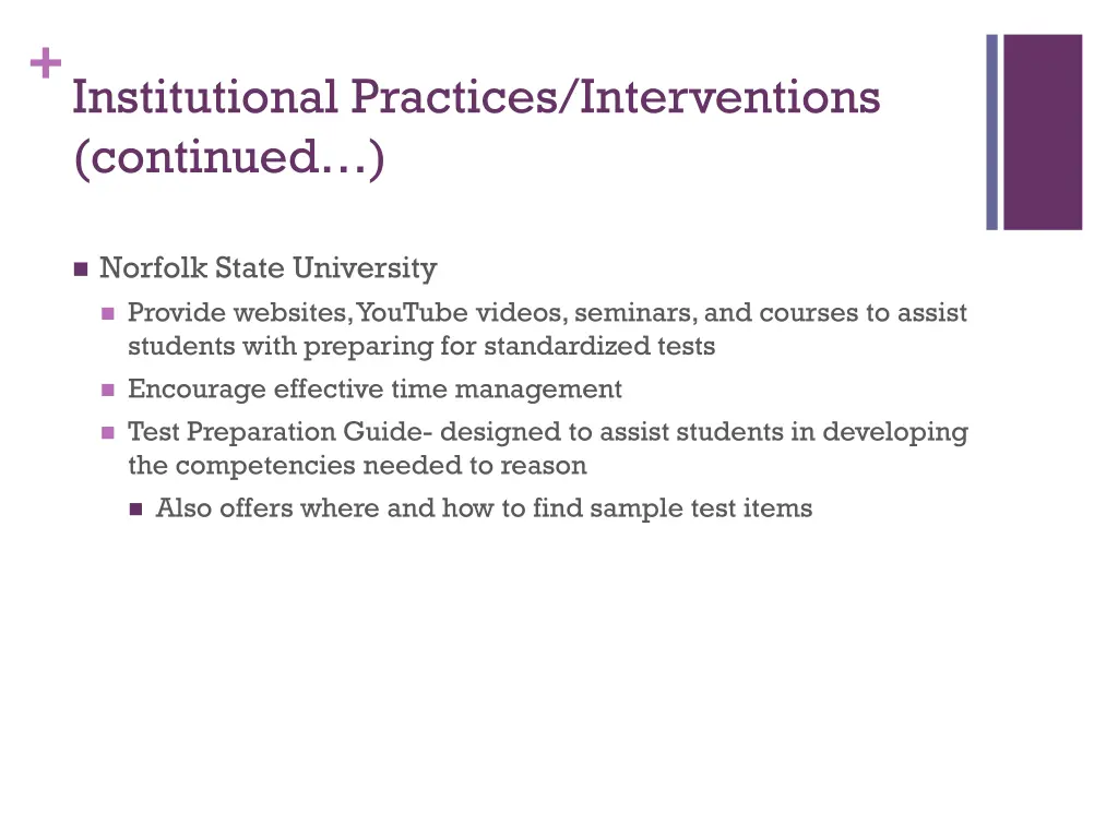 institutional practices interventions continued 2