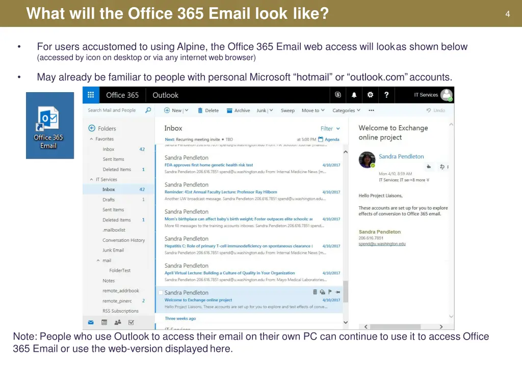 what will the office 365 email look like