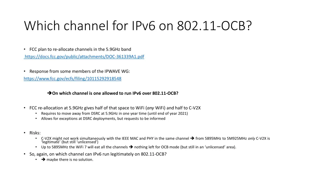 which channel for ipv6 on 802 11 ocb