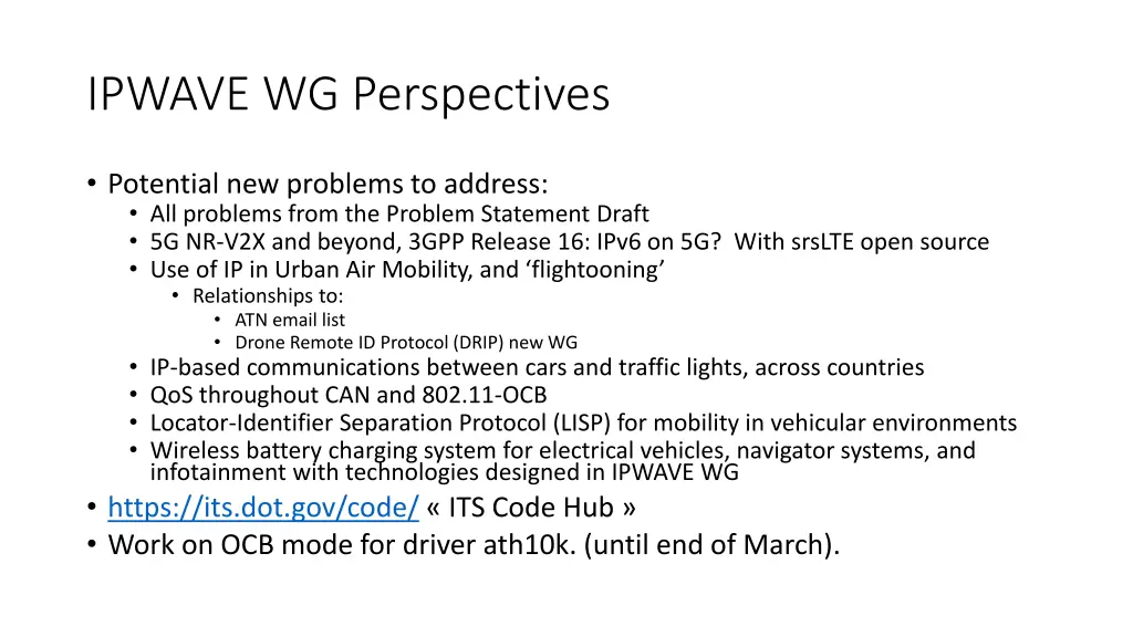 ipwave wg perspectives