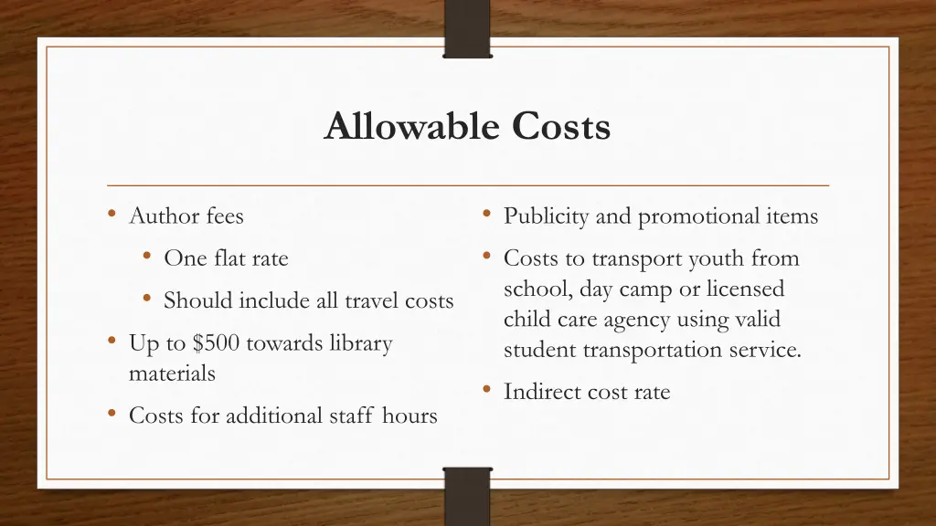 allowable costs