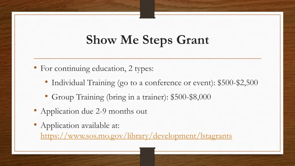 show me steps grant