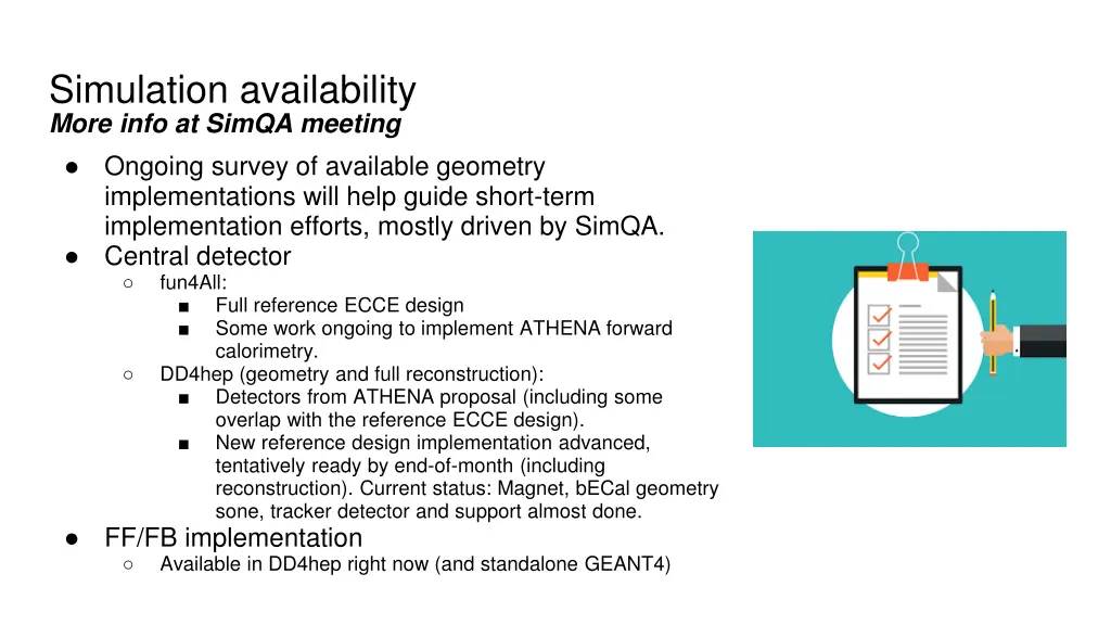 simulation availability more info at simqa meeting