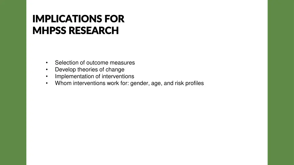 implications for implications for mhpss research