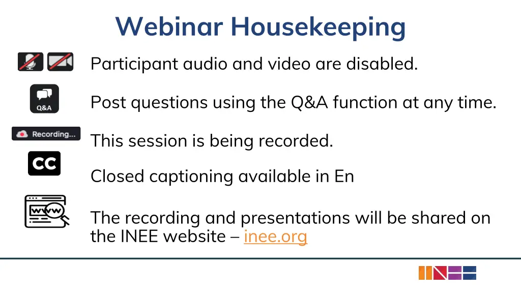 webinar housekeeping