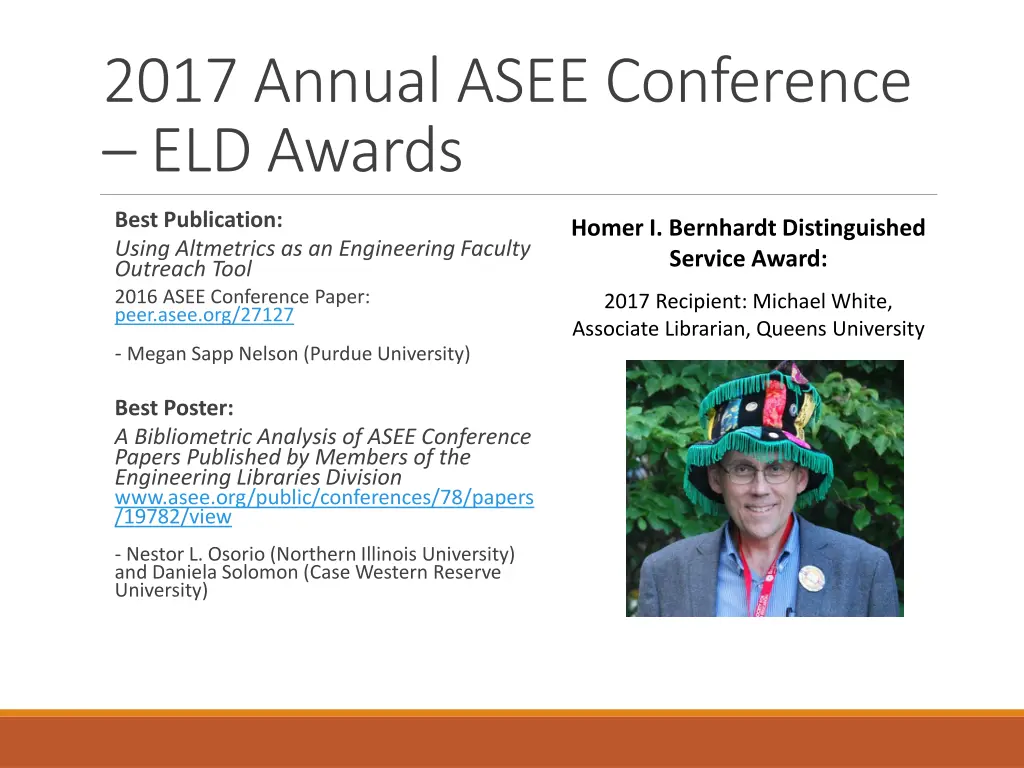 2017 annual asee conference eld awards