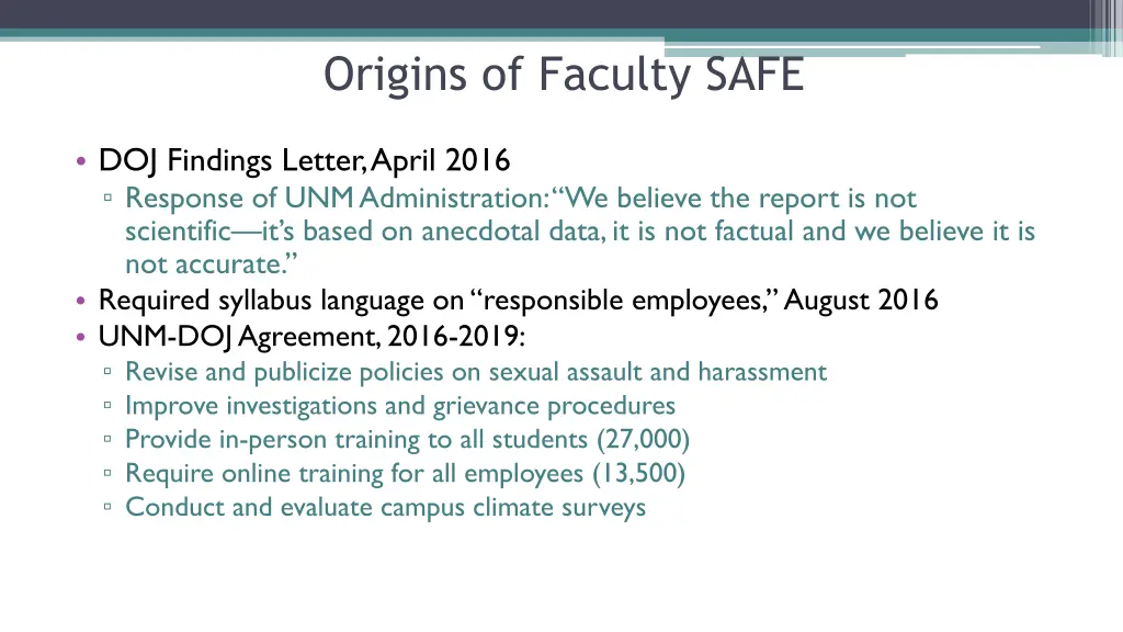 origins of faculty safe