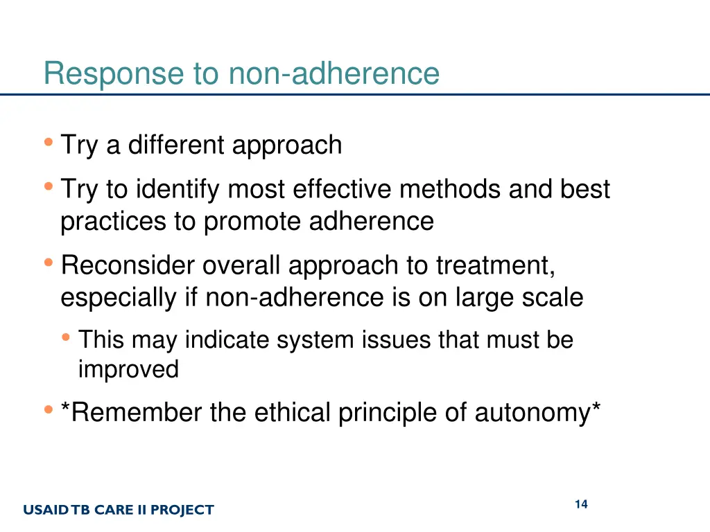 response to non adherence